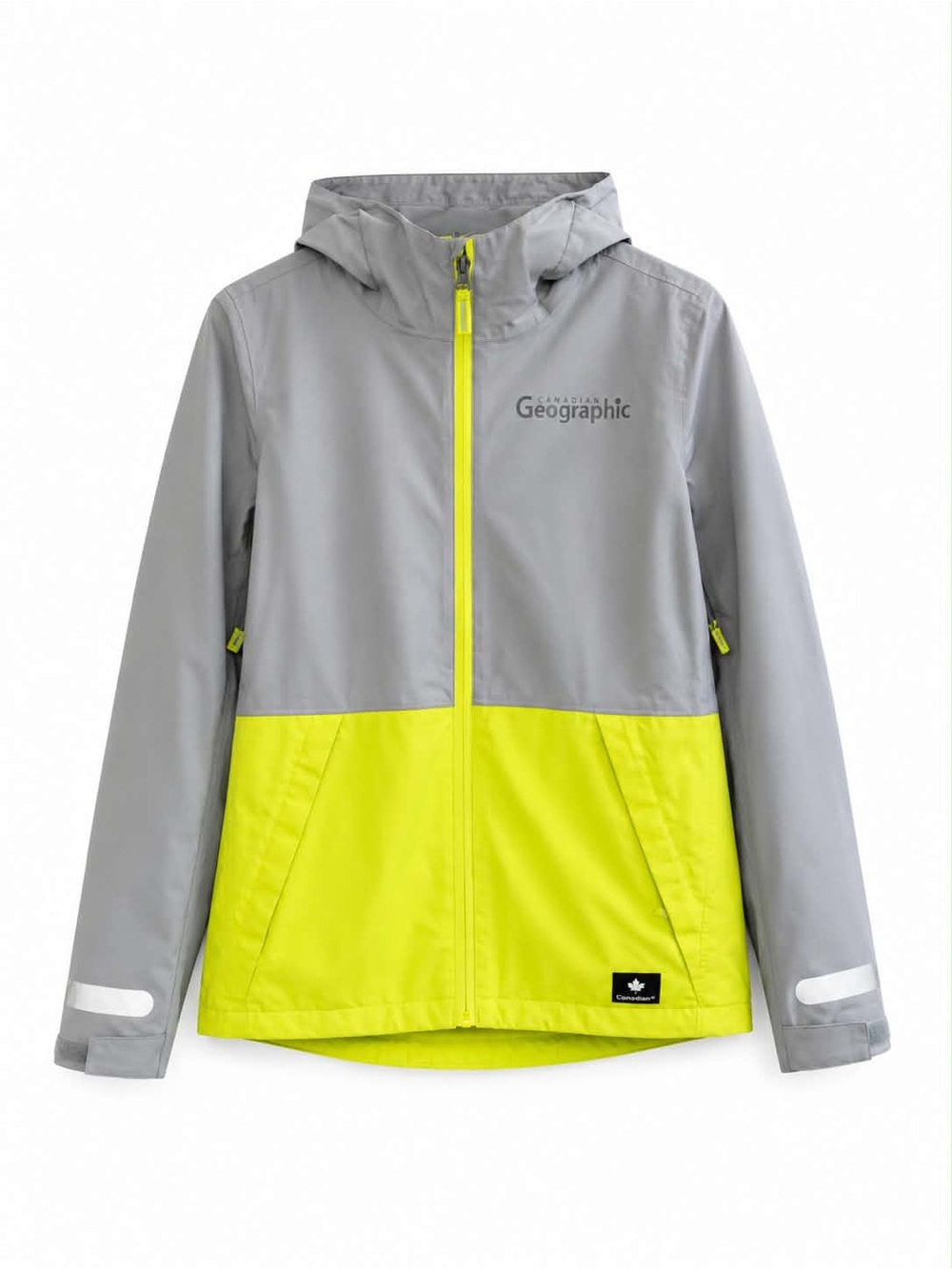 National Geographic Hooded Rain Jacket Gray & Neon – Size XL *Flaw